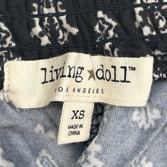 Living Doll Black and White Patterned Flare Yoga Pants Sz XS - Picture 3 of 10